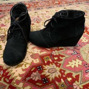 Black Suede Wedge Booties